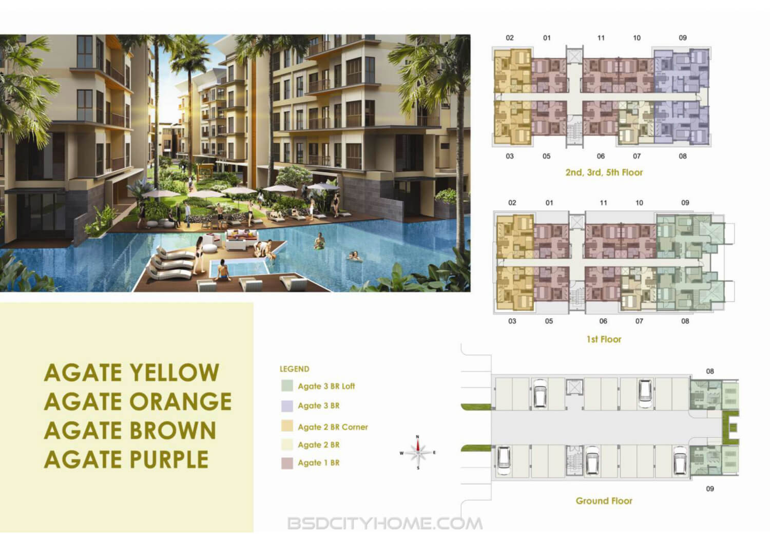 Apartemen Asatti BSD Agate - Yellow, Brown, Orange, Purple