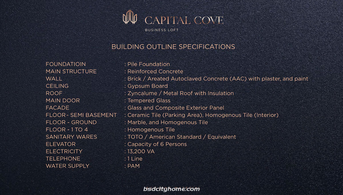 Capital Cove Business Loft BSD Building Spec