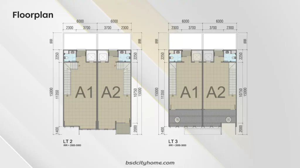 Iconix Studio loft BSD Floor Plan A1 Lantai 2 & 3