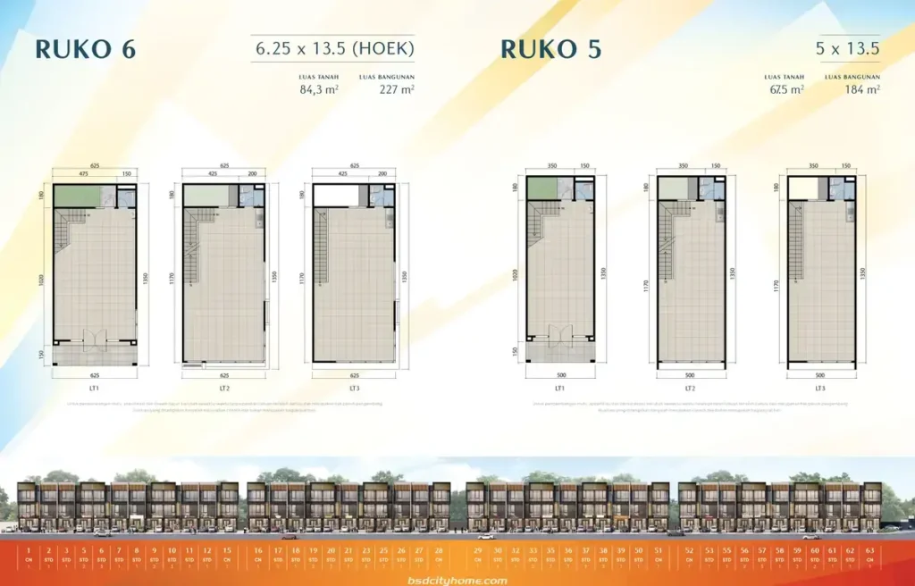 Denah Ruko City Hub Commercial Summarecon Serpong Tipe Graha 5 dan 6