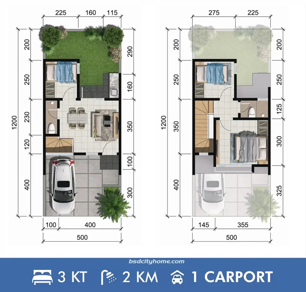Denah Rumah Beryl Tipe Aquamarine Regensi Melati Mas Serpong