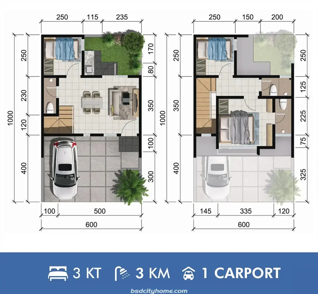 Denah Rumah Beryl Tipe Emerald Regensi Melati Mas Serpong