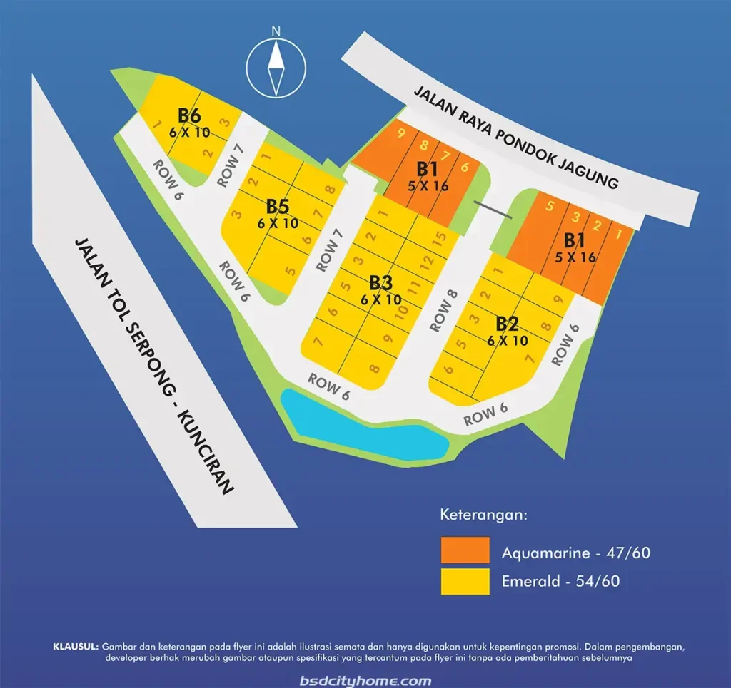 Siteplan Cluster Beryl Regensi Melati Mas Serpong