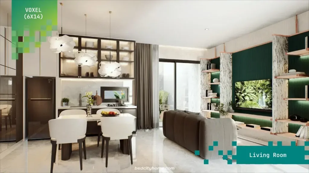 Rumah Virtue Sutera Nexen 6x14 - Desain Living Room