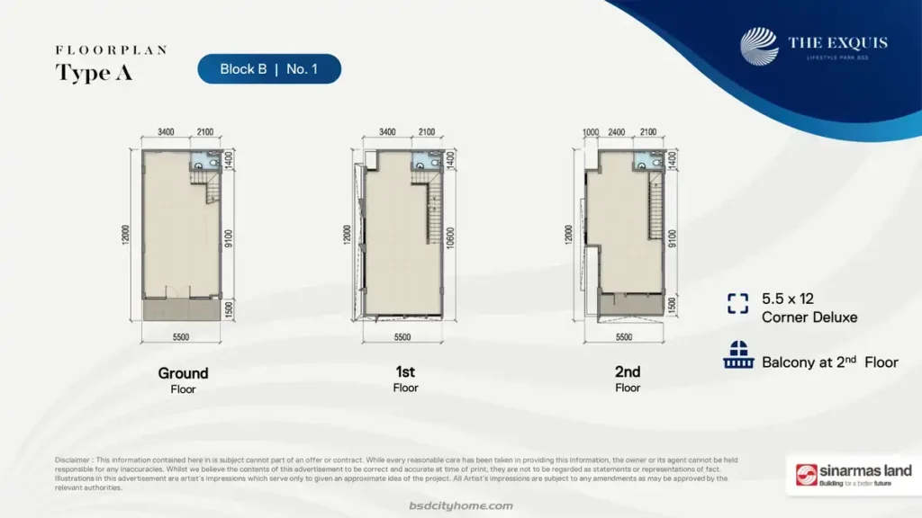 Denah Ruko The Exquis BSD Tipe A Block B